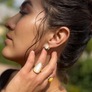 Muse White Moonstone Fan Earrings