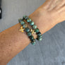 African Turquoise with Bee Charm Stretch Bracelet