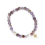 Purple Phantom Quartz Stretch Bracelet with Star and Diamond Charm