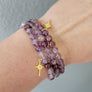 Purple Phantom Quartz Stretch Bracelet with Star and Diamond Charm