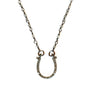 Pave Diamond Horseshoe Pave diamond horseshoe on labradorite and oxidized sterling silver chain.