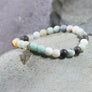 Matte finished amazonite bead bracelet w/ pave diamond arrowhead charm