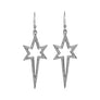 Pave diamond shooting star shaped earrings in sterling silver