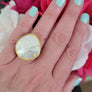 Freeform Mother of Pearl Ring with CZ Diamond