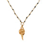 Gold vermeil flower skull pendant on pyrite bead and gold vermeil chain