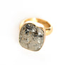 Pyrite stone adjustable ring in zero carat gold alchemia.