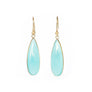 Long teardrop chalcedony earrings in gold vermeil