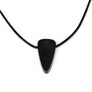 Trillion shaped rare black jade on leather cord