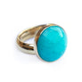 Adjustable round amazonite stone ring in gold alchemia