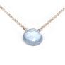 Pale blue faceted chalcedony drop pendant on sterling silver chain.