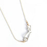 Closeup of sterling clasp on blue faceted chalcedony drop necklace