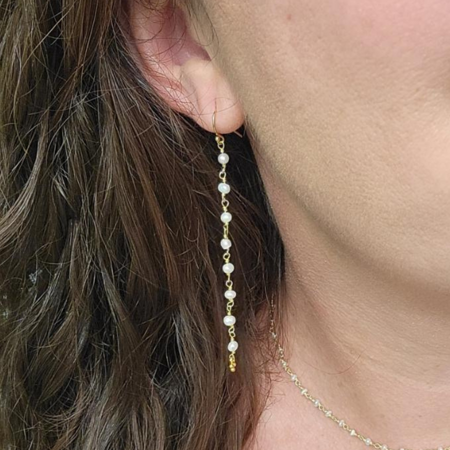 Celestial Compass Pearl Duster Earring