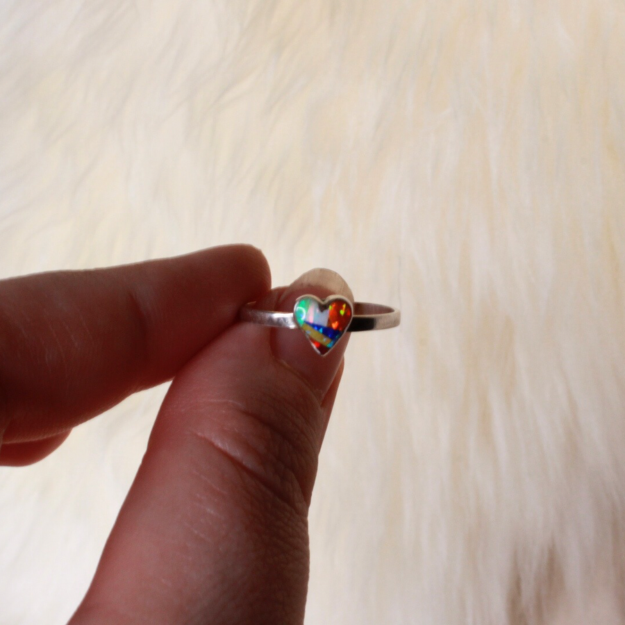 Double Sided Confetti Opal Pendant + Confetti Ring Set