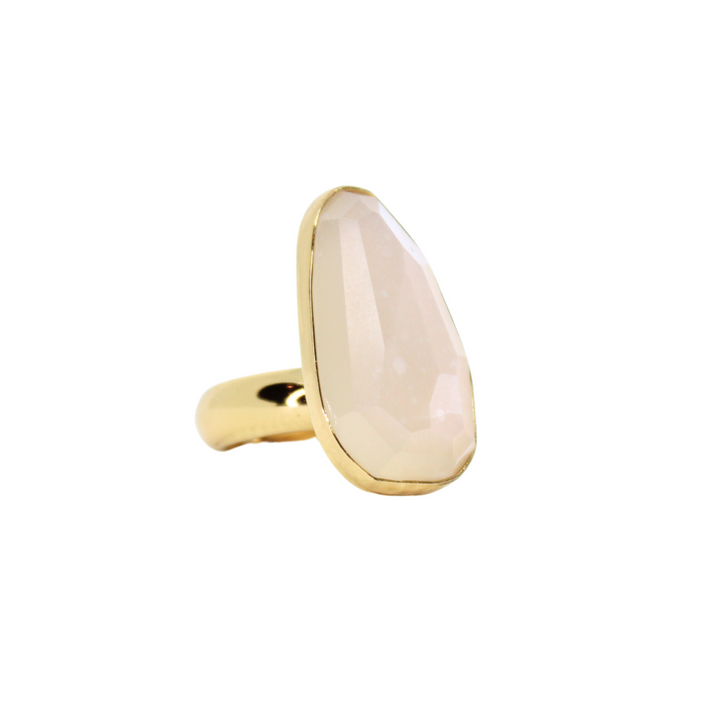 Muse Faceted White Moonstone Ring