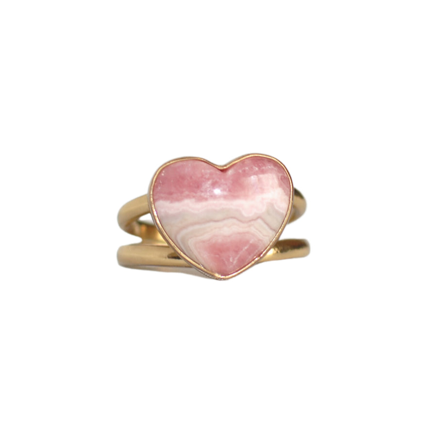 Extinguish Rhodonite Heart Double Banded Ring