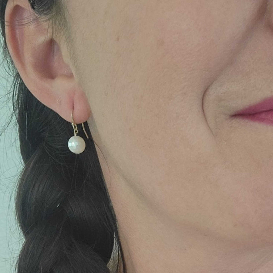 Faceted Mother of Pearl Drop Earring