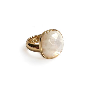 Rainbow Moonstone Faceted Ring