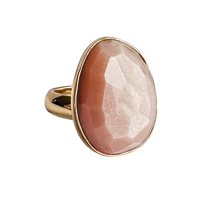 Peach Moonstone Faceted Ring