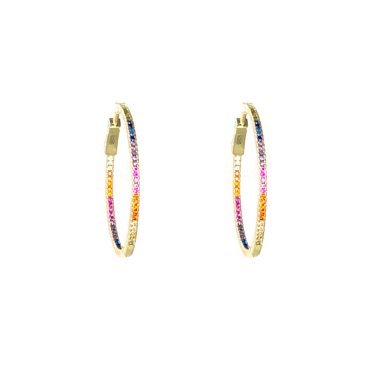 Rainbow CZ Hoop Earrings