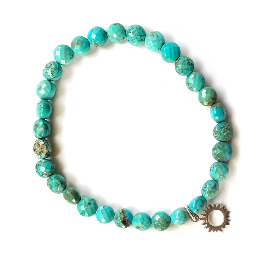 Turquoise Coin Bead Stretch Bracelet