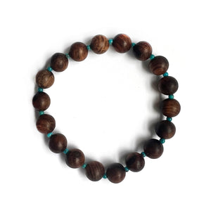 Wood and Turquoise Stretch Bracelet
