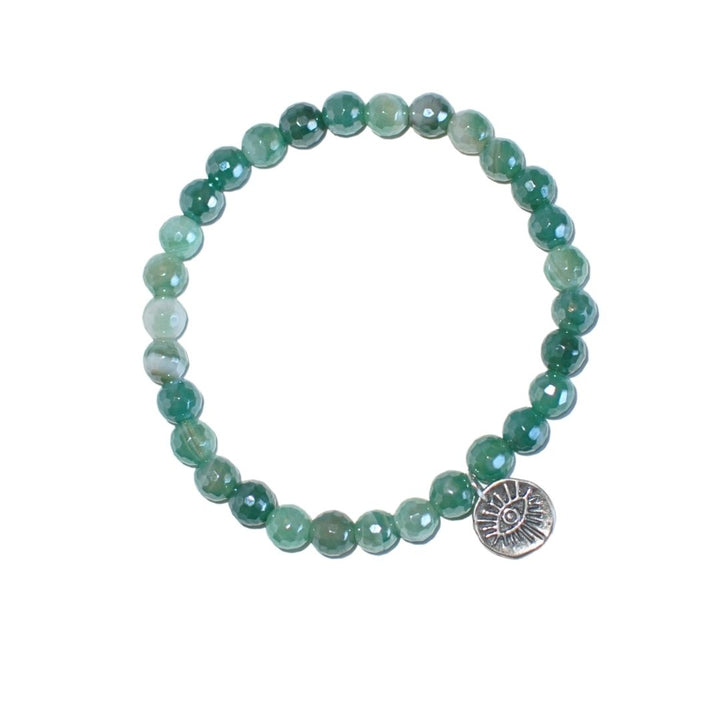 Green Plated Agate Stretch Bracelet