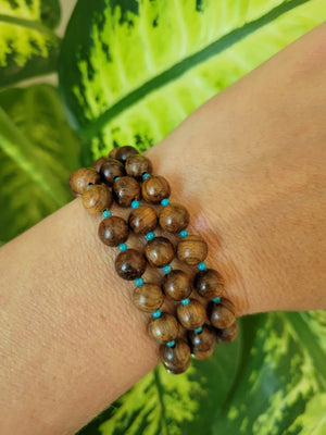Wood and Turquoise Stretch Bracelet