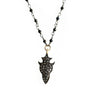 Diamond and sterling silver arrowhead pendant on black spinel wire and oxidized silver chain