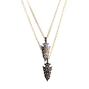 Double diamond arrowheads on a gold fill or sterling chain.
