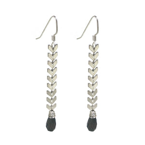Silver chevron strand earrings with labradorite drops