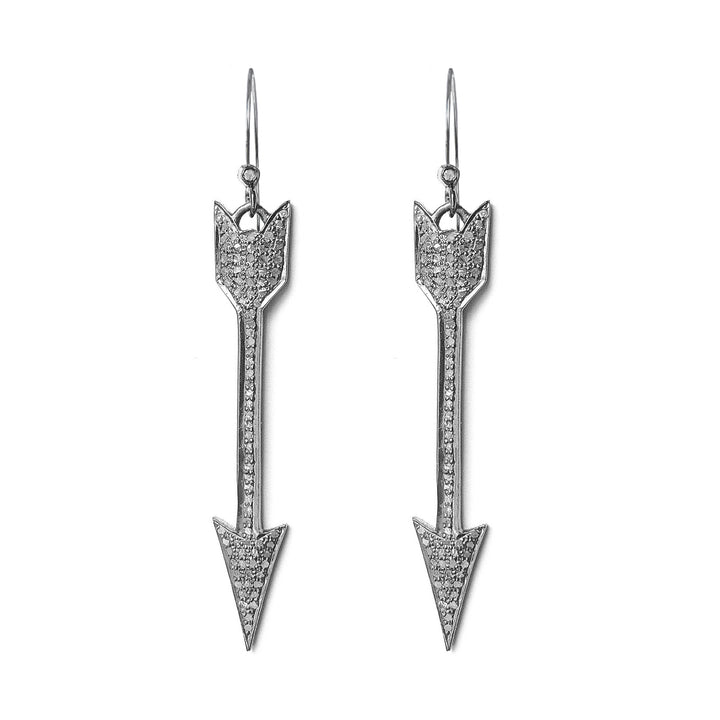pave diamond arrow earrings in sterling silver