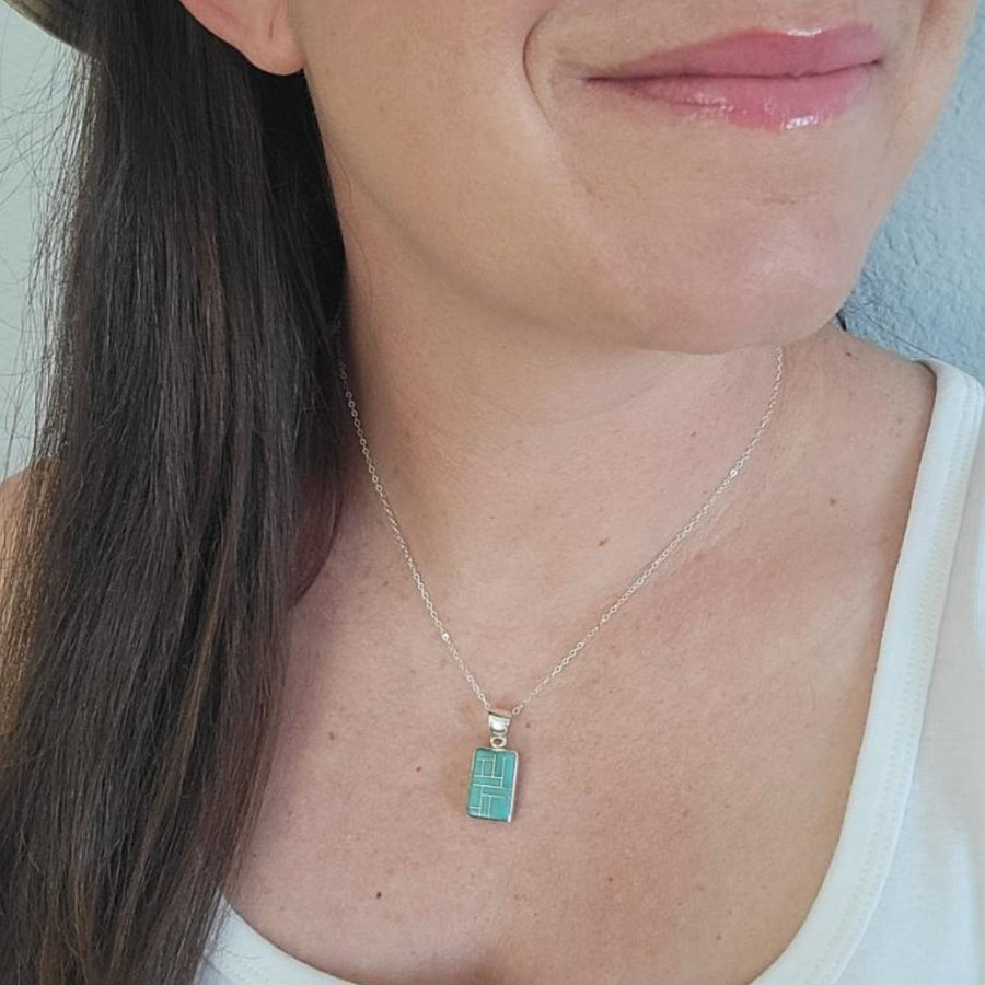 Double Sided Confetti Turquoise Pendant