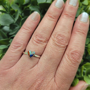 Opal Confetti Inlay Heart Shaped Ring