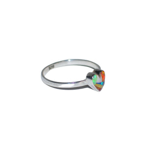 Opal Confetti Inlay Heart Shaped Ring