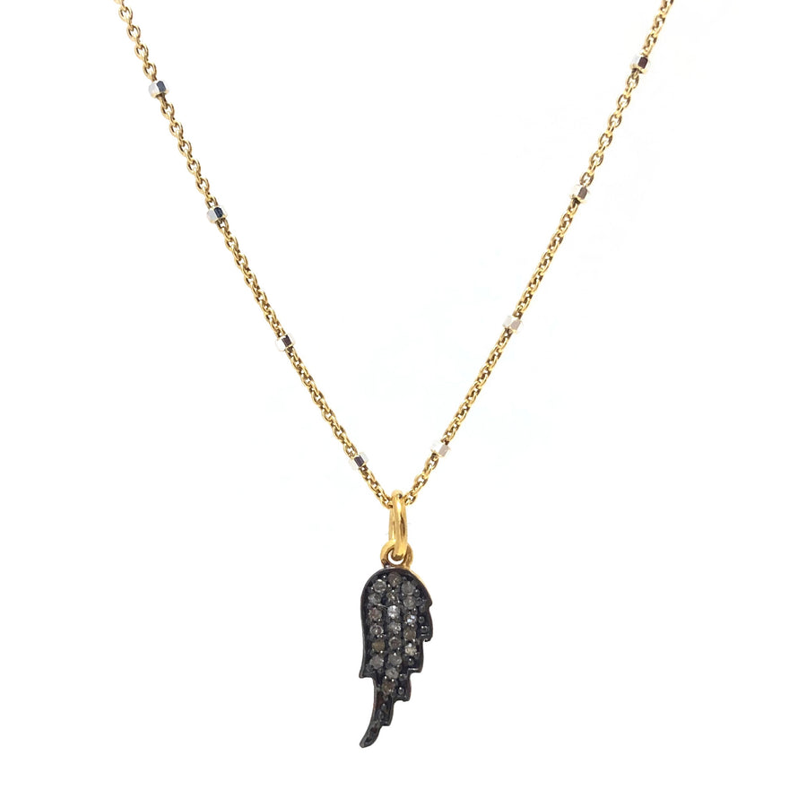 Diamond Angel Wing pendant on 16" gold vermeil chain