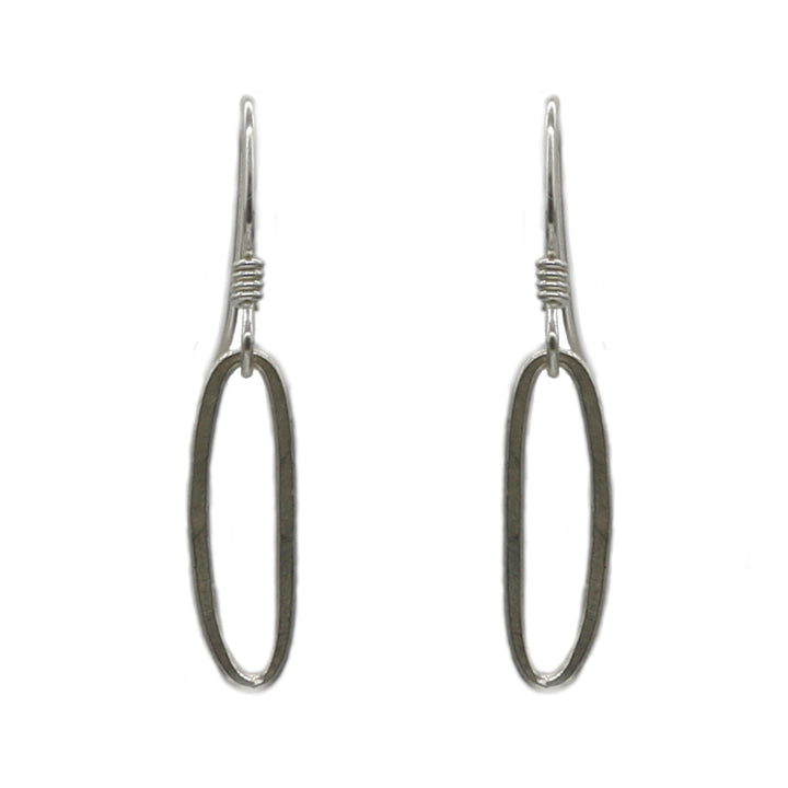 Sterling Silver small oval hoop earrings on sterling earwires